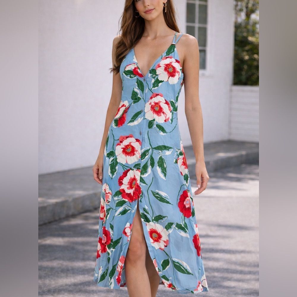 Gibson Blue Floral High Low Dress